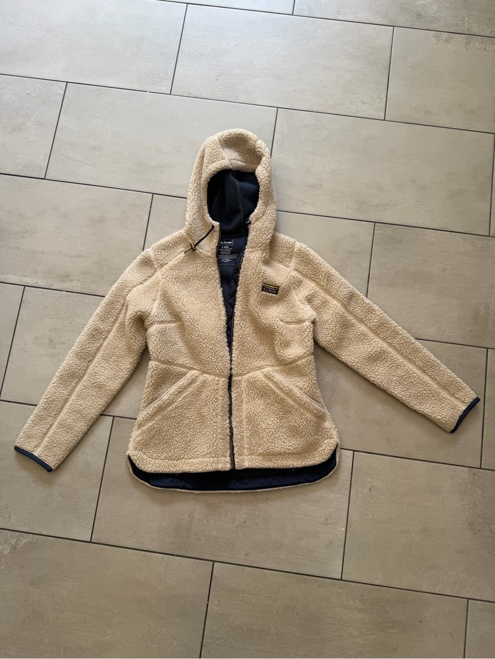 L.L.Bean Women’s Small Sherpa Fleece Full Zip Hooded Jacket Cream